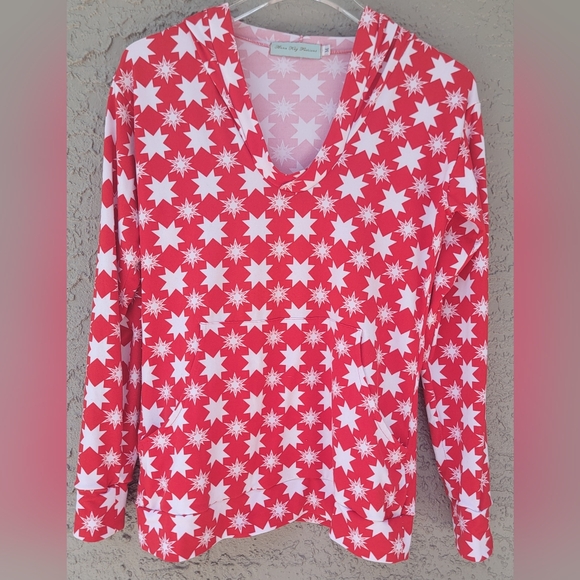 Anna Kay Fashions lightweight hoodie red with white stars size Medium - Picture 13 of 14